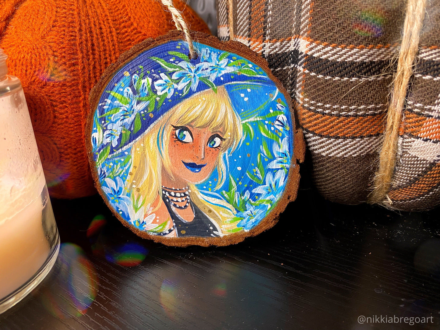 Blue Lily Witch : Hand Painted Wood Ornament