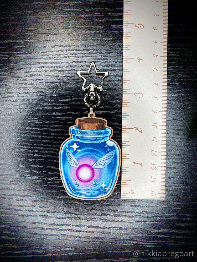 Fairy in a Bottle Wood Keychain